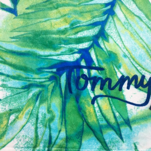 Tommy Bahama Palm Fronds Beach Towel Watercolor Blue Green Tropical Leaf 36x68 - Picture 2 of 10